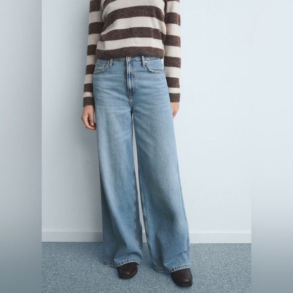 Mango Denim - MANGO HIGH-WAISTED WIDE-LEG JEANS SIZE 6